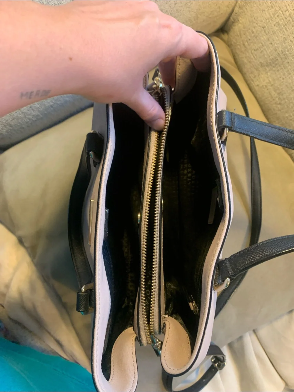 kate spade two-tone bag - black & taupe